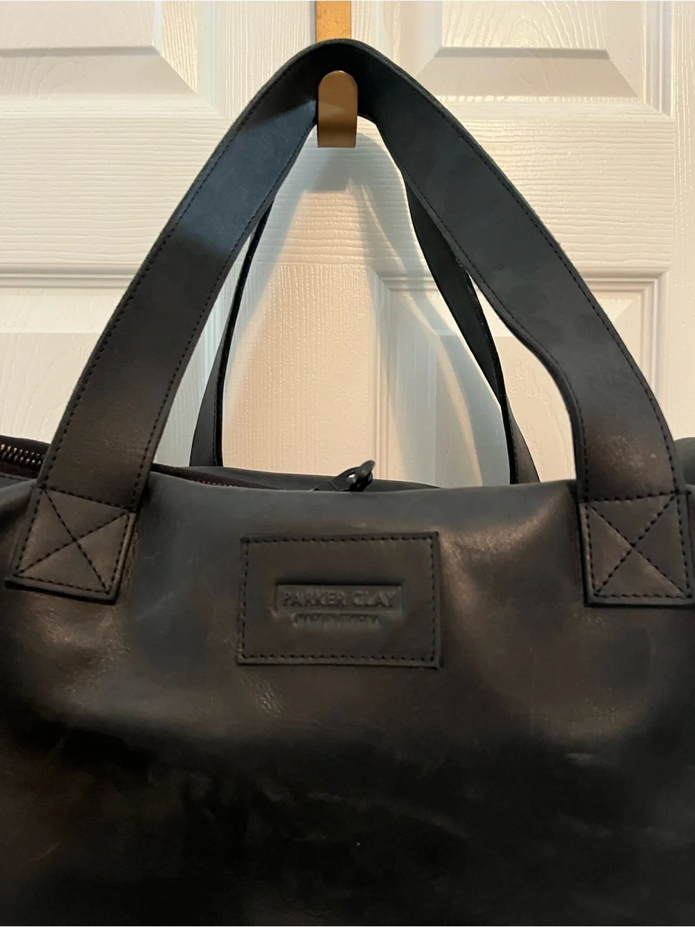 🖤 Parker Clay Black Leather Barrel Duffel Bag